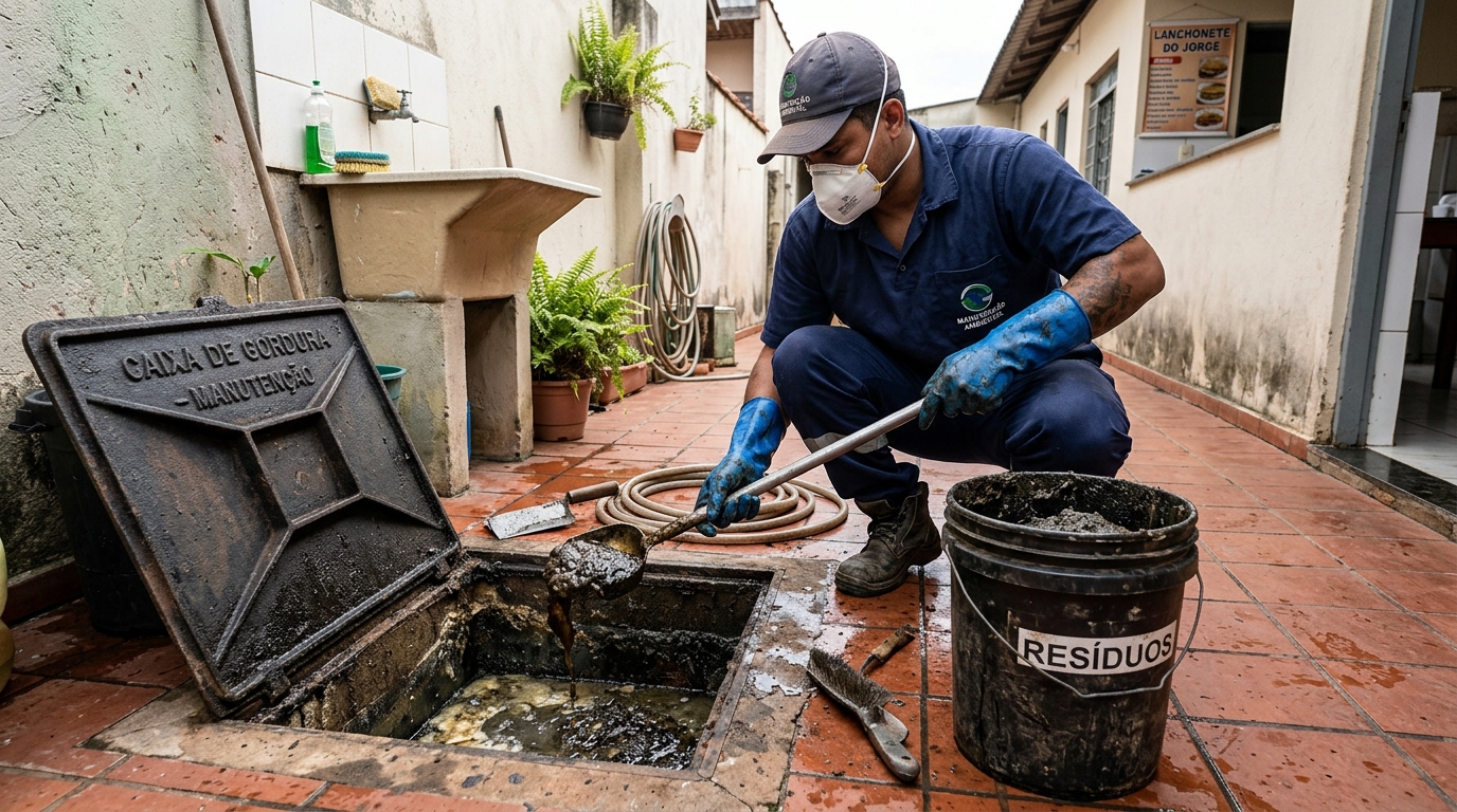 Remoção de resíduos da caixa de gordura em Belo Horizonte‑MG